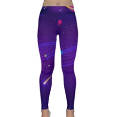 Cartoon Galaxy With Stars Background Classic Yoga Leggings