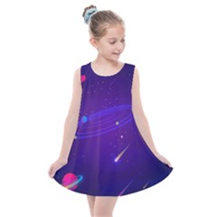 Cartoon Galaxy With Stars Background Kids  Summer Dress by danenraven