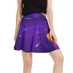 Cartoon Galaxy With Stars Background Waistband Skirt