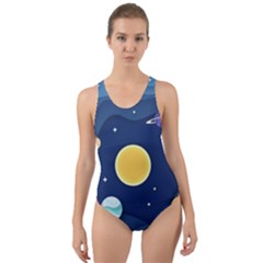 Galaxy Background Cut-out Back One Piece Swimsuit