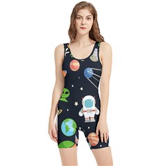 Space And Astronomy Decorative Symbols Seamless Pattern Vector Illustration Women s Wrestling Singlet by danenraven