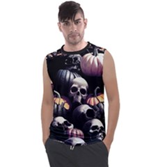 Halloween Party Skulls, Demonic Pumpkins Pattern Men s Regular Tank Top by Casemiro