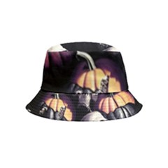 Halloween Party Skulls, Demonic Pumpkins Pattern Inside Out Bucket Hat (kids) by Casemiro