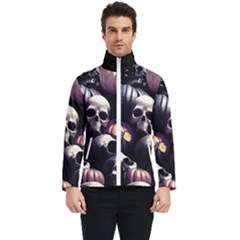 Halloween Party Skulls, Demonic Pumpkins Pattern Men s Bomber Jacket