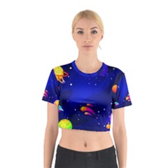 Artistic Space Planet Cotton Crop Top by danenraven