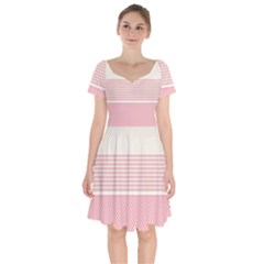 Background Pink Beige Decorative Texture Craft Short Sleeve Bardot Dress by Wegoenart