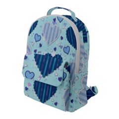 Hearts Pattern Paper Wallpaper Blue Background Flap Pocket Backpack (large) by Wegoenart