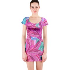 Sheets Tropical Reason Print Pattern Design Short Sleeve Bodycon Dress by Wegoenart