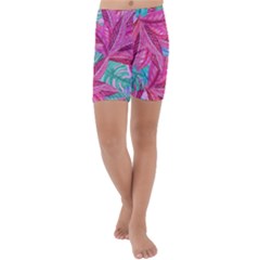 Sheets Tropical Reason Print Pattern Design Kids  Lightweight Velour Capri Yoga Leggings