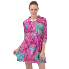 Sheets Tropical Reason Print Pattern Design Mini Skater Shirt Dress by Wegoenart