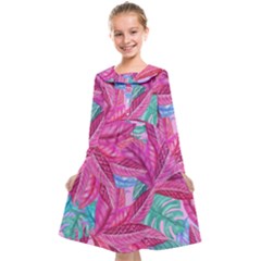 Sheets Tropical Reason Print Pattern Design Kids  Midi Sailor Dress by Wegoenart