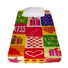 Multicolored Gift Wrap Decor Love Colorful Hearts I Love You Fitted Sheet (single Size) by Wegoenart