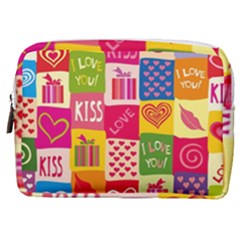 Multicolored Gift Wrap Decor Love Colorful Hearts I Love You Make Up Pouch (medium) by Wegoenart