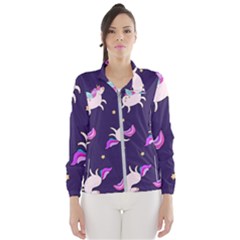 Fantasy Fat Unicorn Horse-pattern Fabric Design Women s Windbreaker by Wegoenart