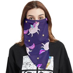 Fantasy Fat Unicorn Horse-pattern Fabric Design Face Covering Bandana (triangle) by Wegoenart