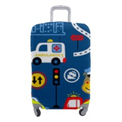 Car Cars Seamless Pattern Vector Rescue Team Cartoon Luggage Cover (small) by Wegoenart