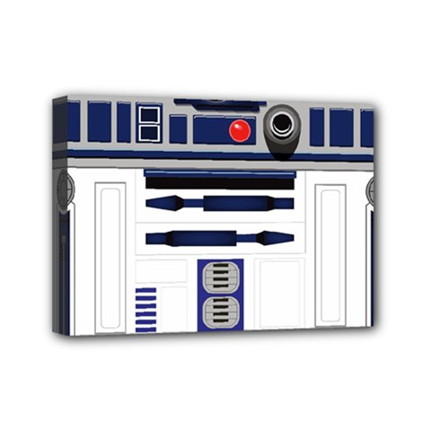 Robot R2d2 R2 D2 Pattern Mini Canvas 7  x 5  (Stretched)