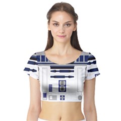 Robot R2d2 R2 D2 Pattern Short Sleeve Crop Top