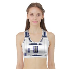 Robot R2d2 R2 D2 Pattern Sports Bra with Border