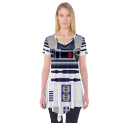 Robot R2d2 R2 D2 Pattern Short Sleeve Tunic  by Jancukart