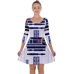 Robot R2d2 R2 D2 Pattern Quarter Sleeve Skater Dress