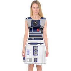 Robot R2d2 R2 D2 Pattern Capsleeve Midi Dress
