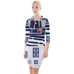 Robot R2d2 R2 D2 Pattern Quarter Sleeve Hood Bodycon Dress