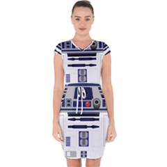 Robot R2d2 R2 D2 Pattern Capsleeve Drawstring Dress 