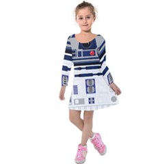 Robot R2d2 R2 D2 Pattern Kids  Long Sleeve Velvet Dress