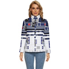 Robot R2d2 R2 D2 Pattern Women s Puffer Bubble Jacket Coat