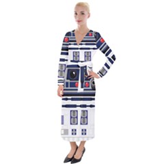 Robot R2d2 R2 D2 Pattern Velvet Maxi Wrap Dress