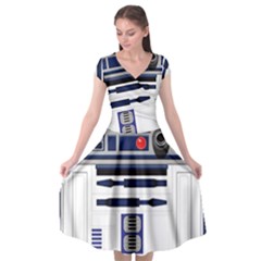 Robot R2d2 R2 D2 Pattern Cap Sleeve Wrap Front Dress