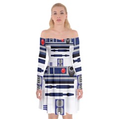 Robot R2d2 R2 D2 Pattern Off Shoulder Skater Dress