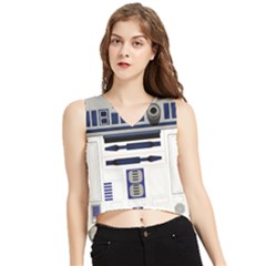 Robot R2d2 R2 D2 Pattern V-Neck Cropped Tank Top