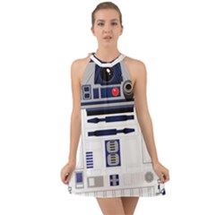 Robot R2d2 R2 D2 Pattern Halter Tie Back Chiffon Dress