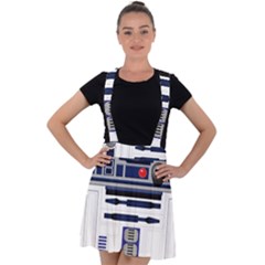 Robot R2d2 R2 D2 Pattern Velvet Suspender Skater Skirt by Jancukart