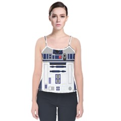 Robot R2d2 R2 D2 Pattern Velvet Spaghetti Strap Top by Jancukart