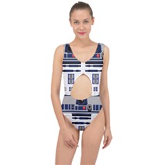 Robot R2d2 R2 D2 Pattern Center Cut Out Swimsuit