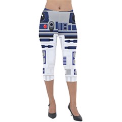 Robot R2d2 R2 D2 Pattern Lightweight Velour Capri Leggings 