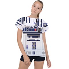 Robot R2d2 R2 D2 Pattern Ruffle Collar Chiffon Blouse