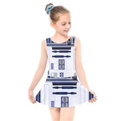 Robot R2d2 R2 D2 Pattern Kids  Skater Dress Swimsuit