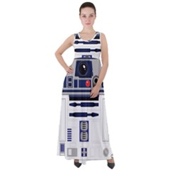 Robot R2d2 R2 D2 Pattern Empire Waist Velour Maxi Dress