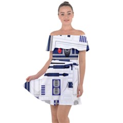 Robot R2d2 R2 D2 Pattern Off Shoulder Velour Dress