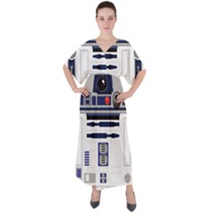 Robot R2d2 R2 D2 Pattern V-Neck Boho Style Maxi Dress