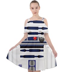 Robot R2d2 R2 D2 Pattern Cut Out Shoulders Chiffon Dress by Jancukart