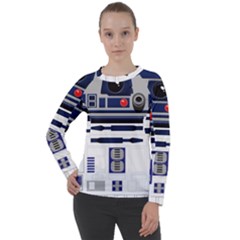 Robot R2d2 R2 D2 Pattern Women s Long Sleeve Raglan Tee