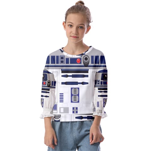 Robot R2d2 R2 D2 Pattern Kids  Cuff Sleeve Top by Jancukart