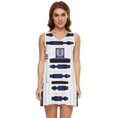 Robot R2d2 R2 D2 Pattern Tiered Sleeveless Mini Dress