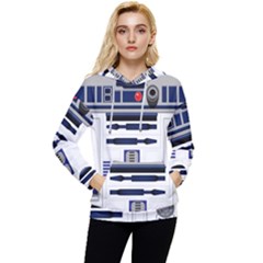 Robot R2d2 R2 D2 Pattern Women s Lightweight Drawstring Hoodie