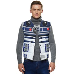 Robot R2d2 R2 D2 Pattern Men s Short Button Up Puffer Vest	